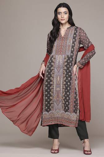 Green woven cotton kurta set
