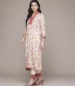 Off white woven viscose kurta set