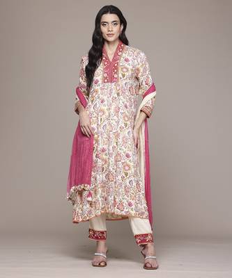 Off white woven viscose kurta set 2