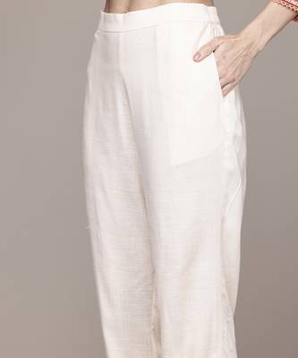 Off white woven viscose kurta set 4