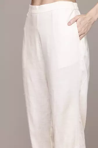 Off white woven viscose kurta set