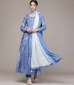 Blue woven viscose kurta set