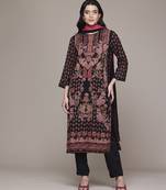 Black woven viscose kurta set