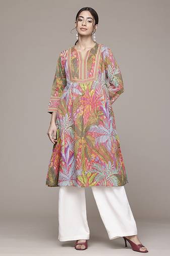 Multicolor woven cotton kurta