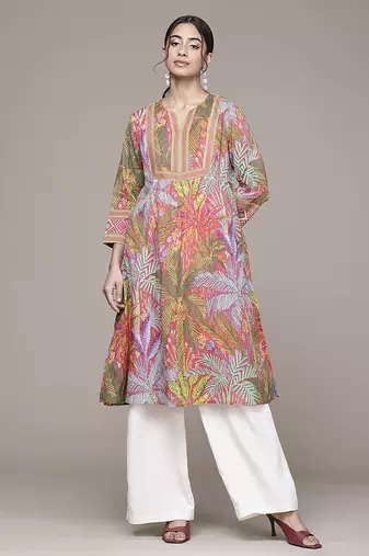 Multicolor woven cotton kurta