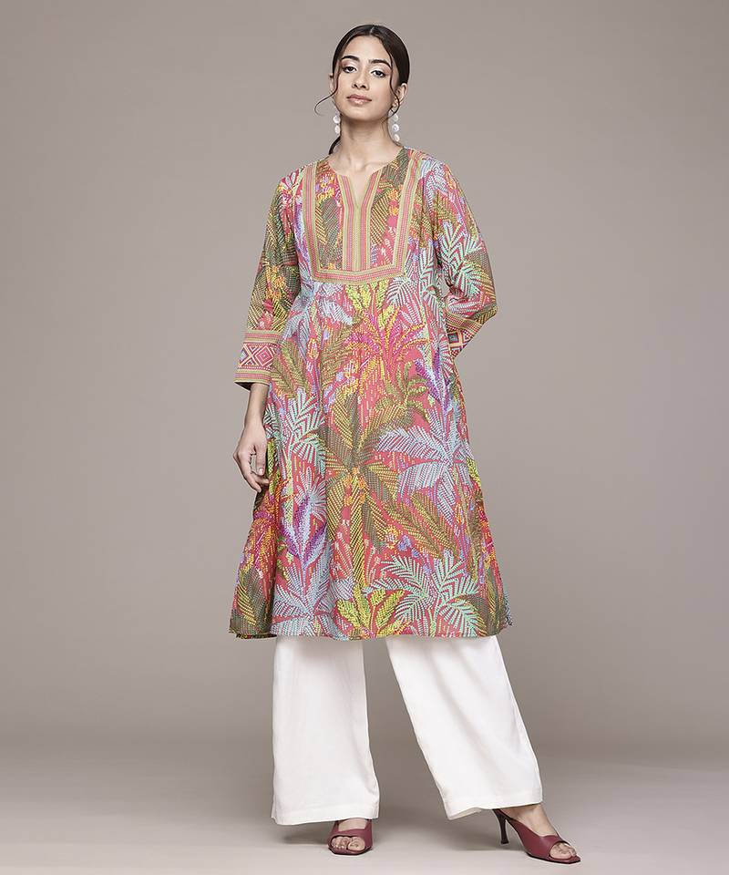 Multicolor woven cotton kurta