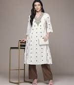 Off white woven polyester kurta
