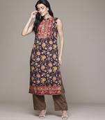 Black woven viscose kurta