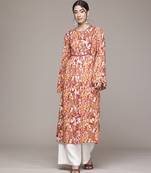 Brown woven viscose kurta