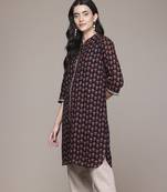 Black woven viscose kurta