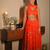 Orange sequined embroidered work georgette fabric wedding lehenga choli with dupatta semi stitched.