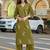 Floral Embroidered V-Neck Thread Work Straight Kurta With Palazzos