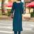 Floral Embroidered V-Neck Thread Work Straight Kurta With Palazzos