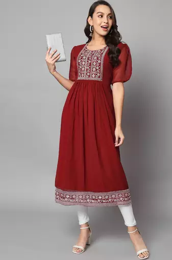 Maroon Georgette Long Kurti