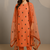 Orange hand block print kurta & dupatta