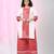 Women's white cotton straight kurta with red checkered patchwork design