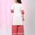 Women's white & red cotton checkered kurta set with palazzos