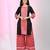 Women's black & red cotton checkered kurta set with palazzos