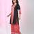 Women's black & red cotton checkered kurta set with palazzos