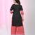 Women's black & red cotton checkered kurta set with palazzos