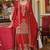 RED CHINON EMBROIDERY PARTY WEAR SUIT SET 