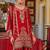RED CHINON EMBROIDERY PARTY WEAR SUIT SET 