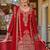 RED CHINON EMBROIDERY PARTY WEAR SUIT SET 