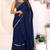 navy  georgette ready to wear ruffle style saree with sequin embroidery blouse piece