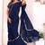 navy  georgette ready to wear ruffle style saree with sequin embroidery blouse piece