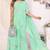 sea green georgette ready to wear ruffle style saree with sequin embroidery blouse piece