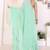 sea green georgette ready to wear ruffle style saree with sequin embroidery blouse piece