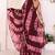 maroon shibori printed ruffled stitched ready to wear saree with sequin unstitched blouse