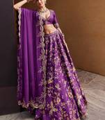 Purple Thai Silk Zari Dori Sequin Embroidered Lehenga Choli