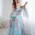 Sky Blue Organza Floral Digital Printed Lehenga choli