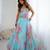Sky Blue Organza Floral Digital Printed Lehenga choli