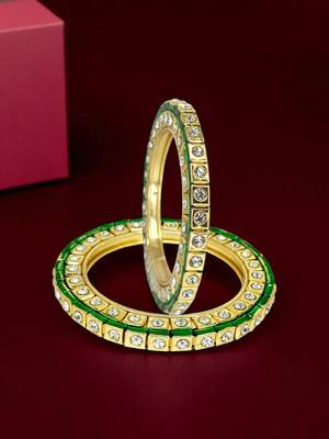 Set of 2 gold plated square design bangle set 1
