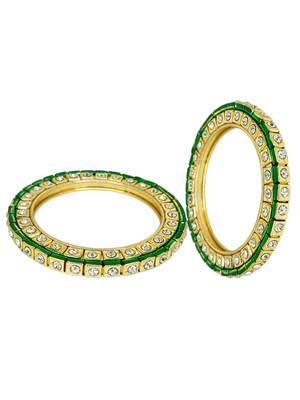Set of 2 gold plated square design bangle set 2