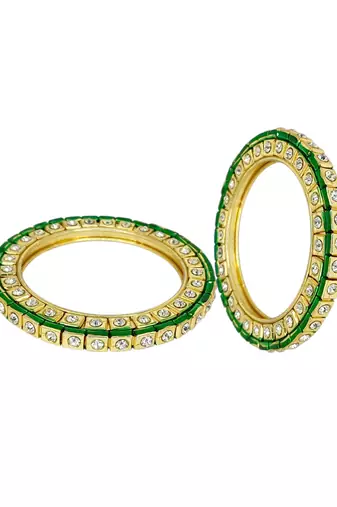 Set of 2 gold plated square design bangle set