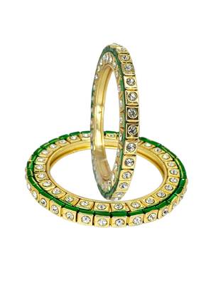 Set of 2 gold plated square design bangle set 3