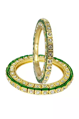 Set of 2 gold plated square design bangle set