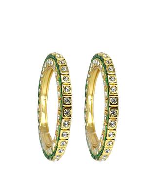Set of 2 gold plated square design bangle set 5