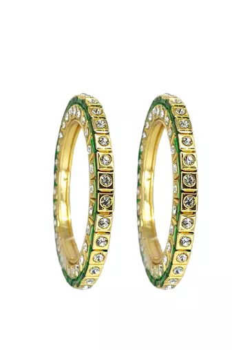Set of 2 gold plated square design bangle set