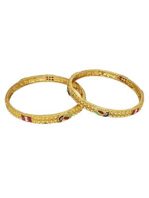 Set of 2 gold plated peacock design bangle set 2
