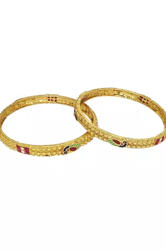 Set of 2 gold plated peacock design bangle set