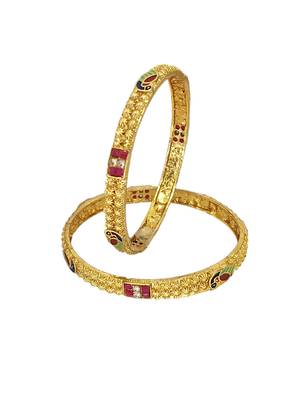 Set of 2 gold plated peacock design bangle set 3