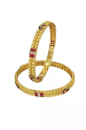 Set of 2 gold plated peacock design bangle set