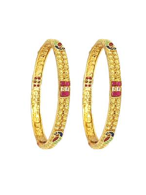 Set of 2 gold plated peacock design bangle set 4
