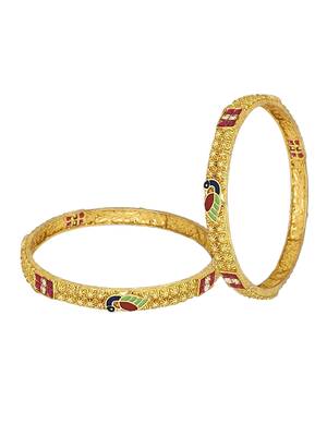 Set of 2 gold plated peacock design bangle set 5