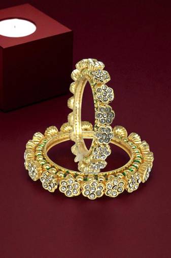 Set of 2 gold plated filigree floral bangle set