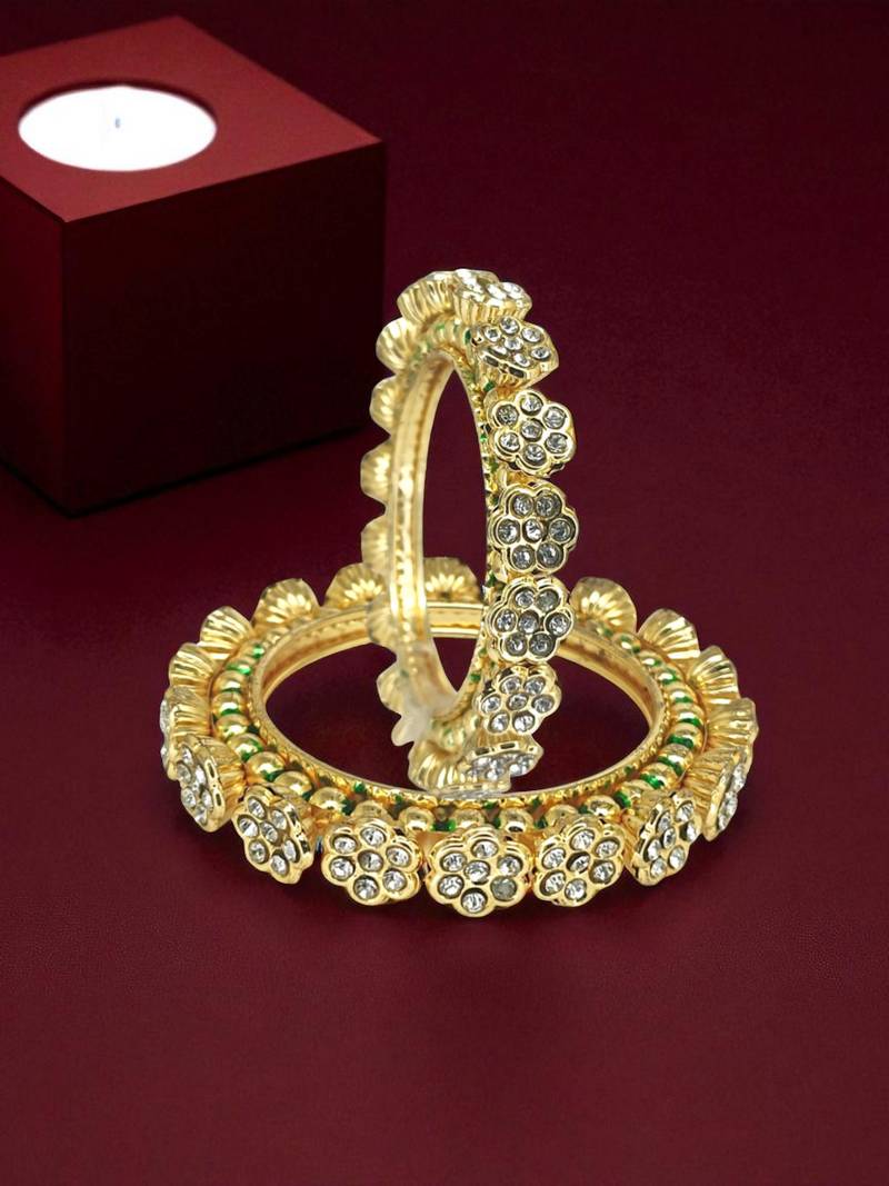 Set of 2 gold plated filigree floral bangle set